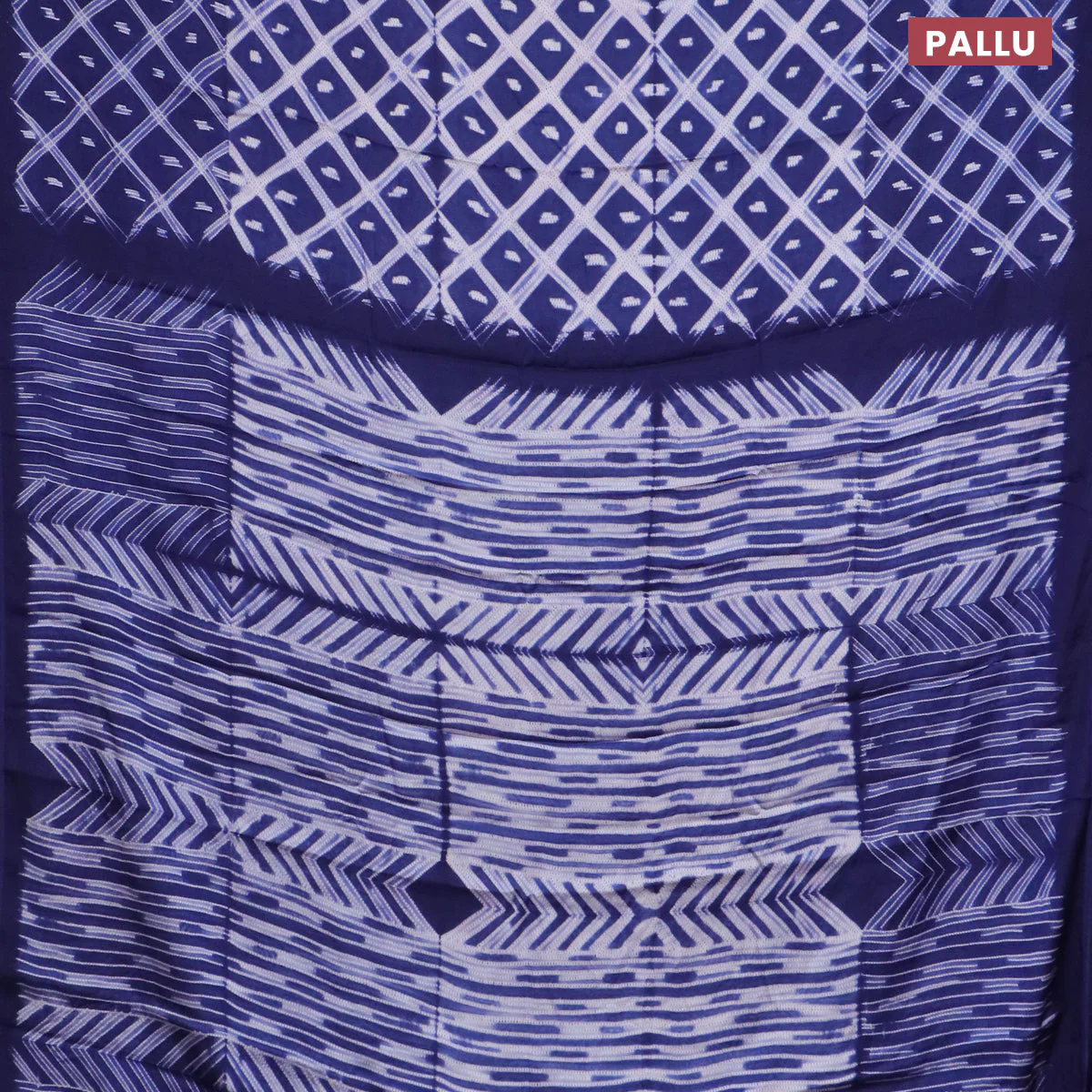 Modal silk saree blue with allover prints and printed border - Image 3