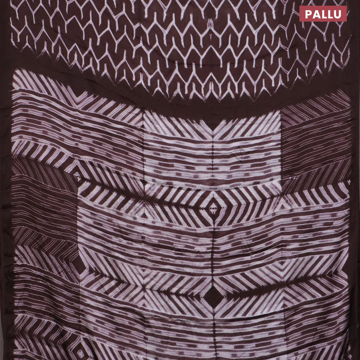 Modal silk saree brown with allover prints and printed border - Image 3