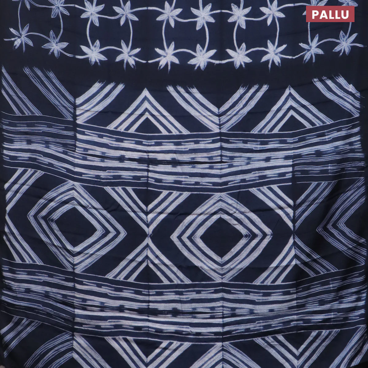 Modal silk saree elephant grey with allover prints and printed border - Image 3