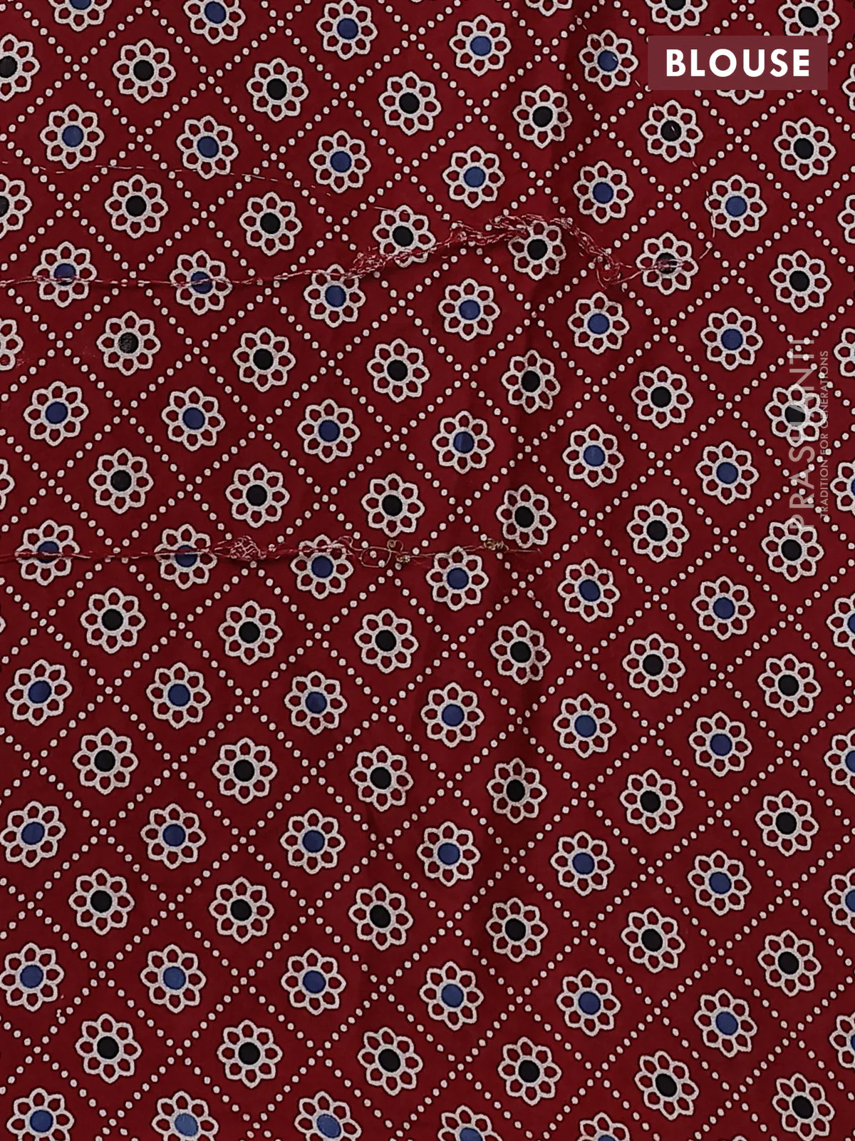 Modal silk saree lavender and maroon with allover bandhani butta prints and ajrakh printed pallu & Blouse - Image 3