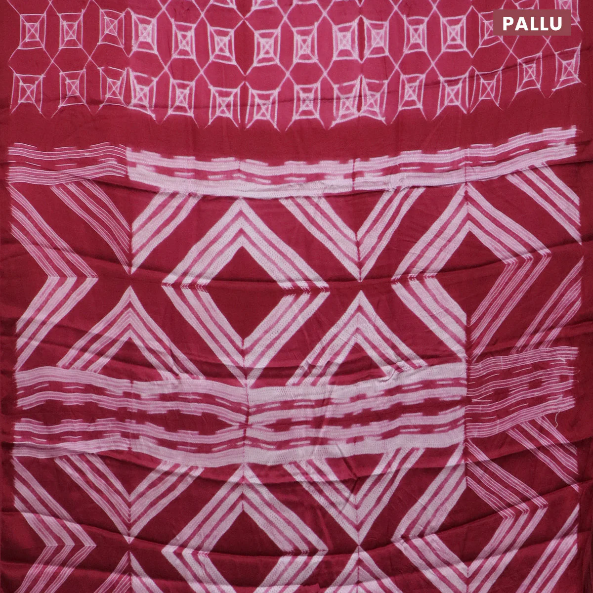 Modal silk saree maroon with allover prints and printed border - Image 3