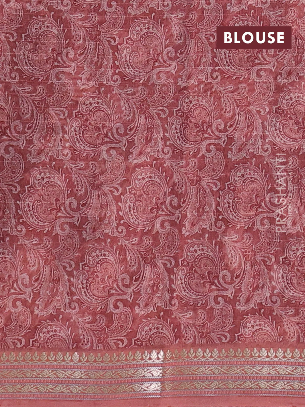 Mul chanderi saree black and pastel peach with allover digital prints and zari woven border - Image 3