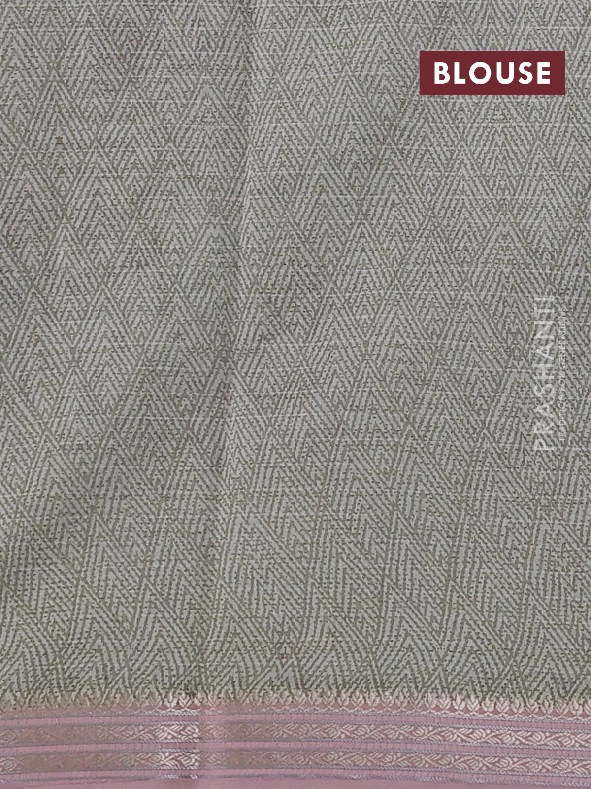 Mul chanderi saree elaichi green and pastel pink with allover floral digital prints and zari woven border - Image 3