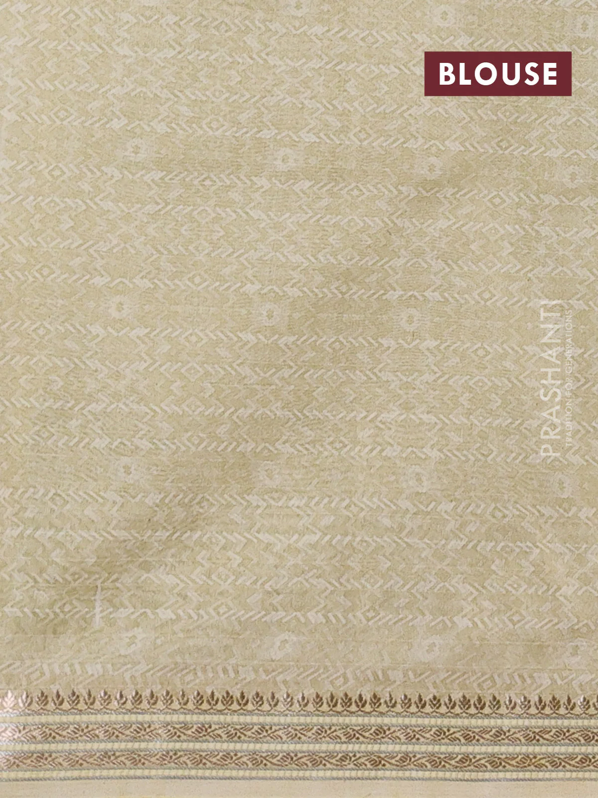 Mul chanderi saree pastel blue and sandal with allover floral digital prints and zari woven border - Image 3