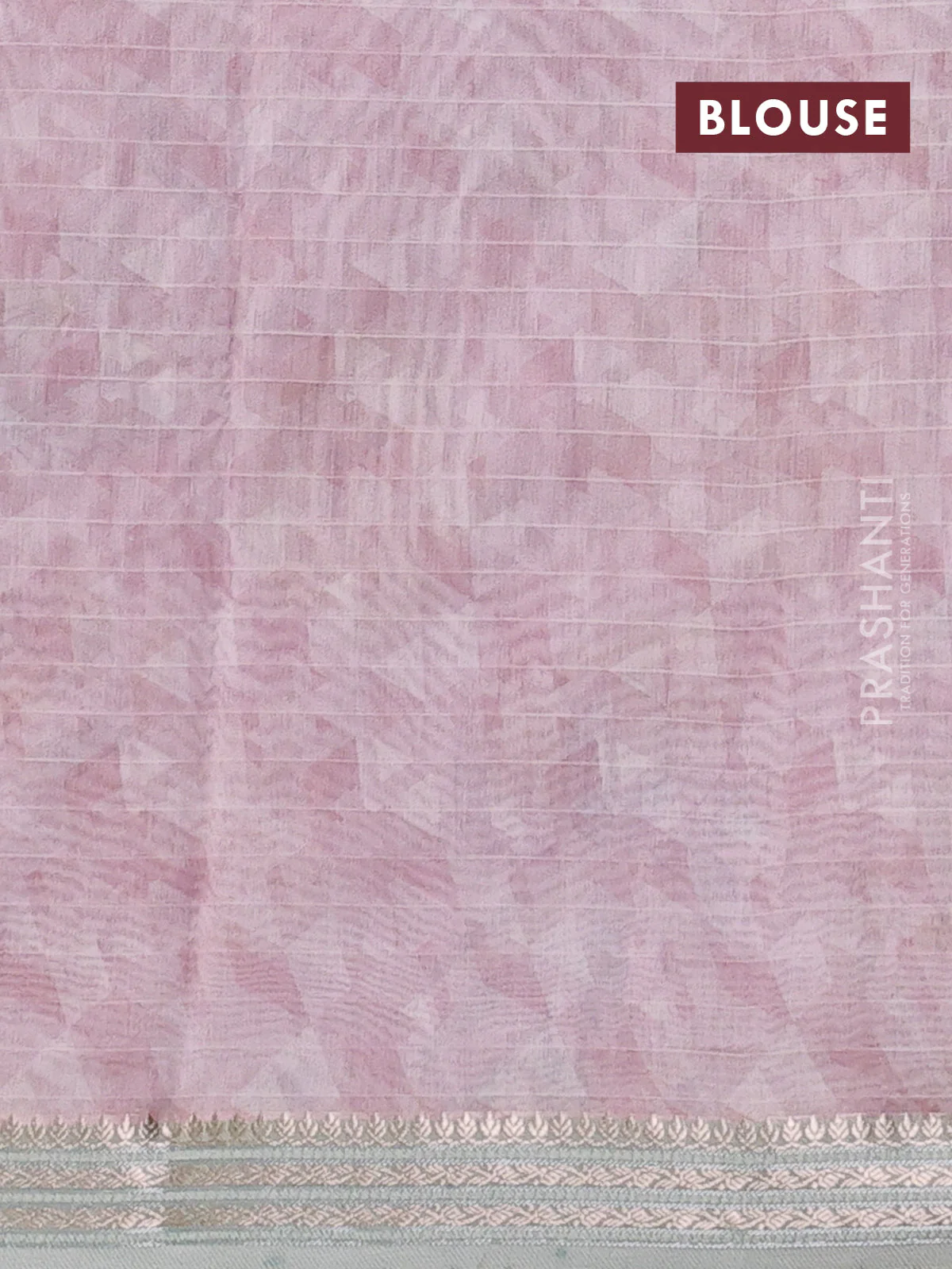 Mul chanderi saree pastel pink and pastel green with allover floral digital prints and zari woven border - Image 3