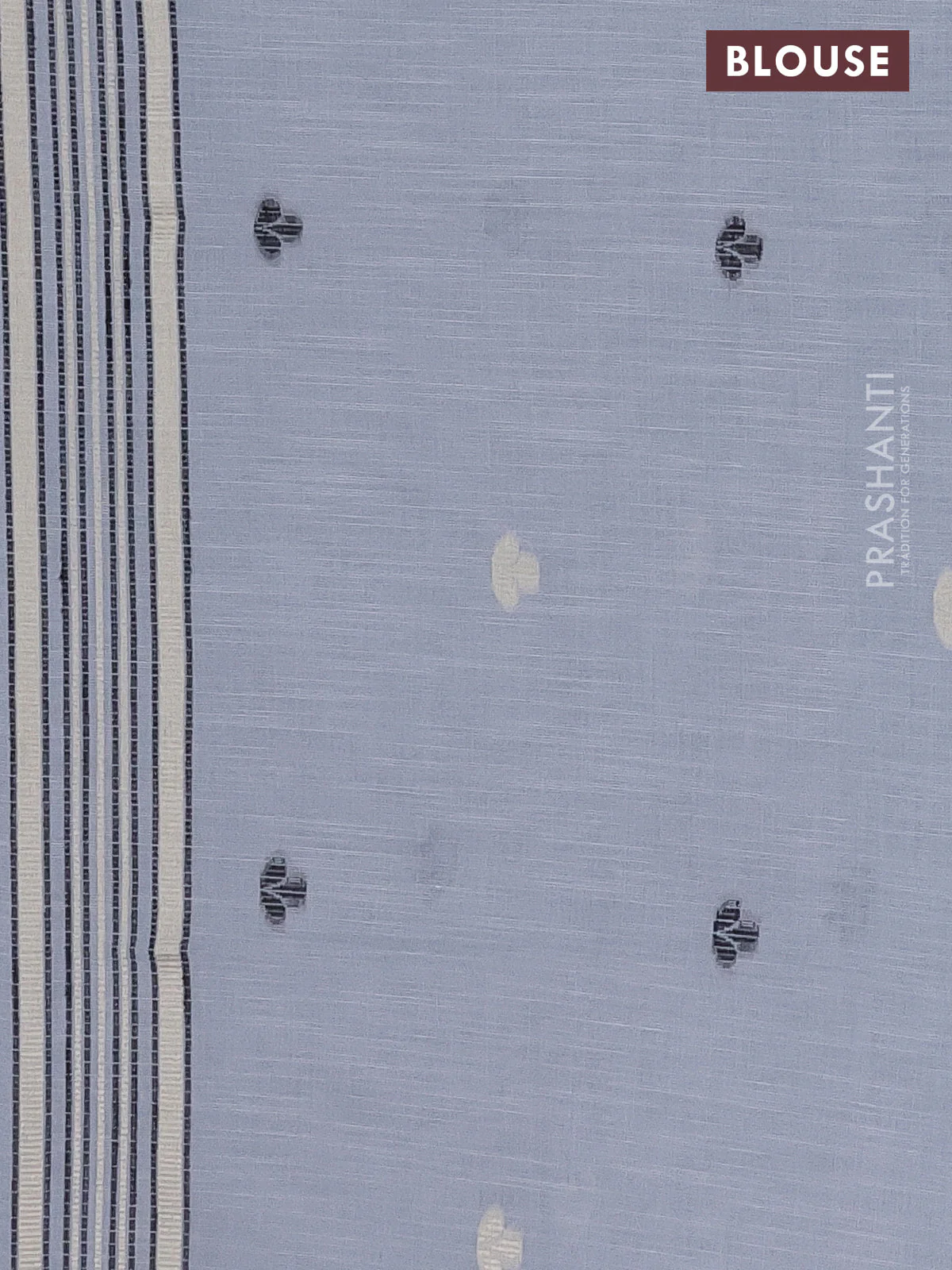 Munga linen saree grey and black with thread woven buttas and thread woven border - Image 4