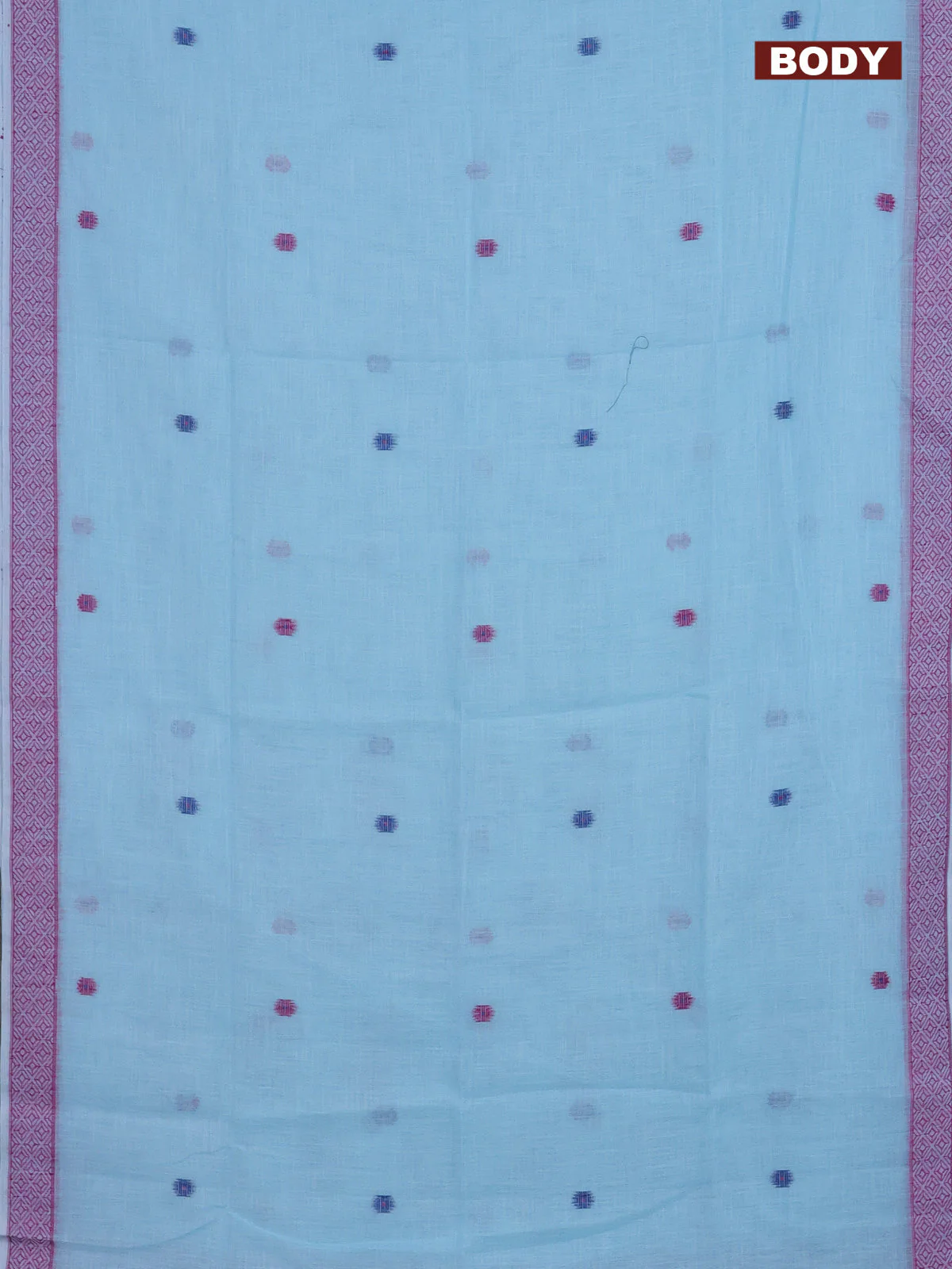 Munga linen saree light blue with thread woven buttas and thread woven border - Image 2