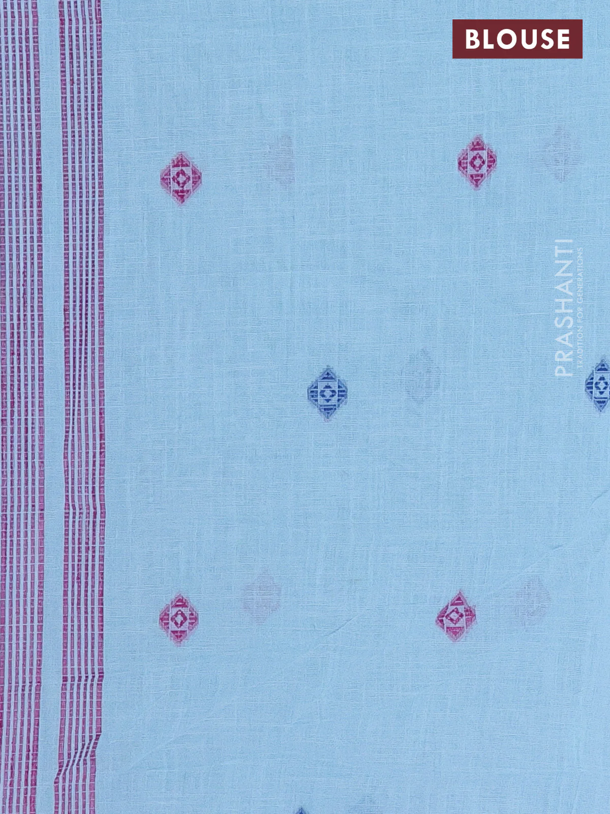 Munga linen saree light blue with thread woven buttas and thread woven border - Image 4