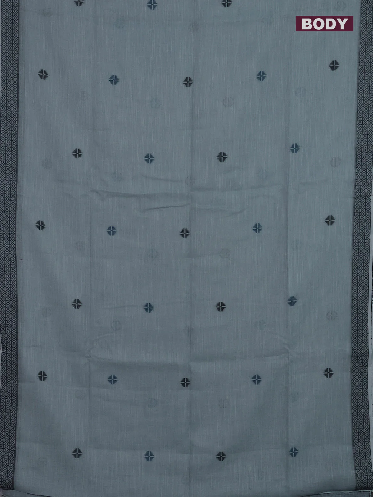 Munga linen saree pastel grey with thread woven buttas and thread woven border - Image 2