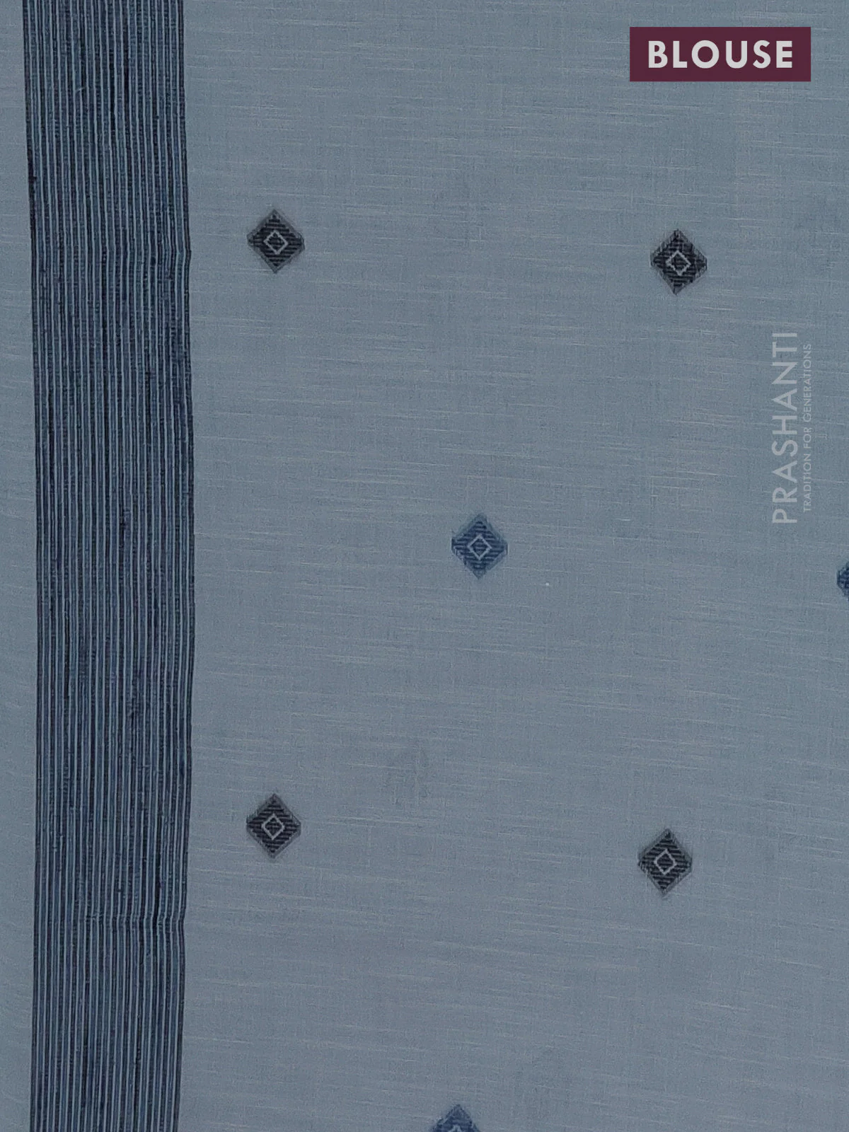 Munga linen saree pastel grey with thread woven buttas and thread woven border - Image 4