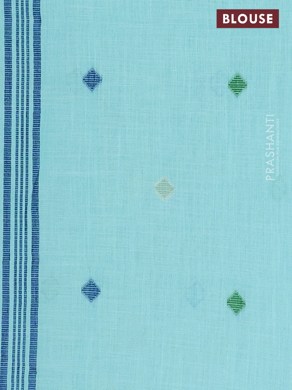 Munga linen saree teal green and blue with thread woven floral buttas and thread woven border - Image 4