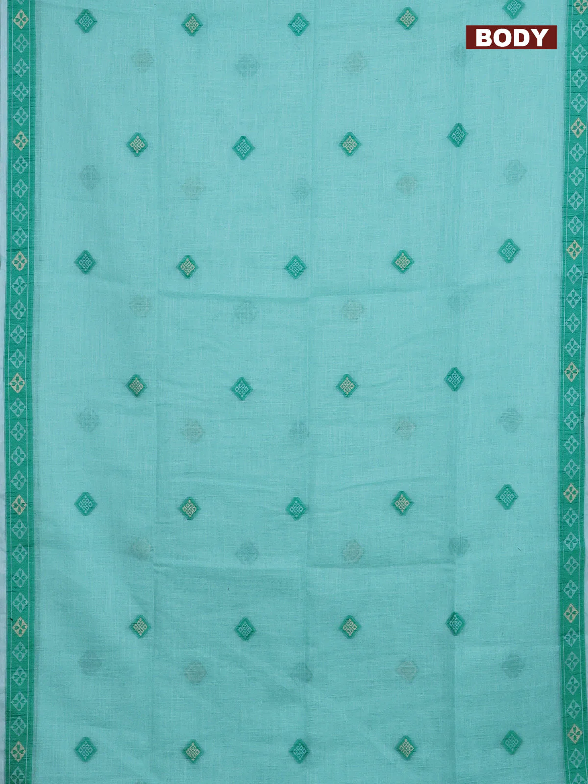 Munga linen saree teal shade and teal green with allover thread & zari weaves and thread woven border - Image 2