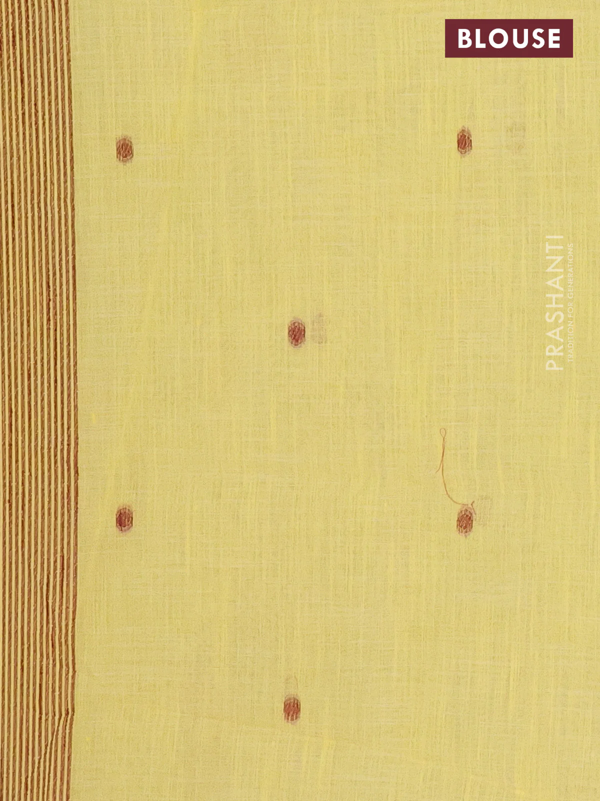 Munga linen saree yellow with allover thread & zari weaves and thread woven border - Image 4