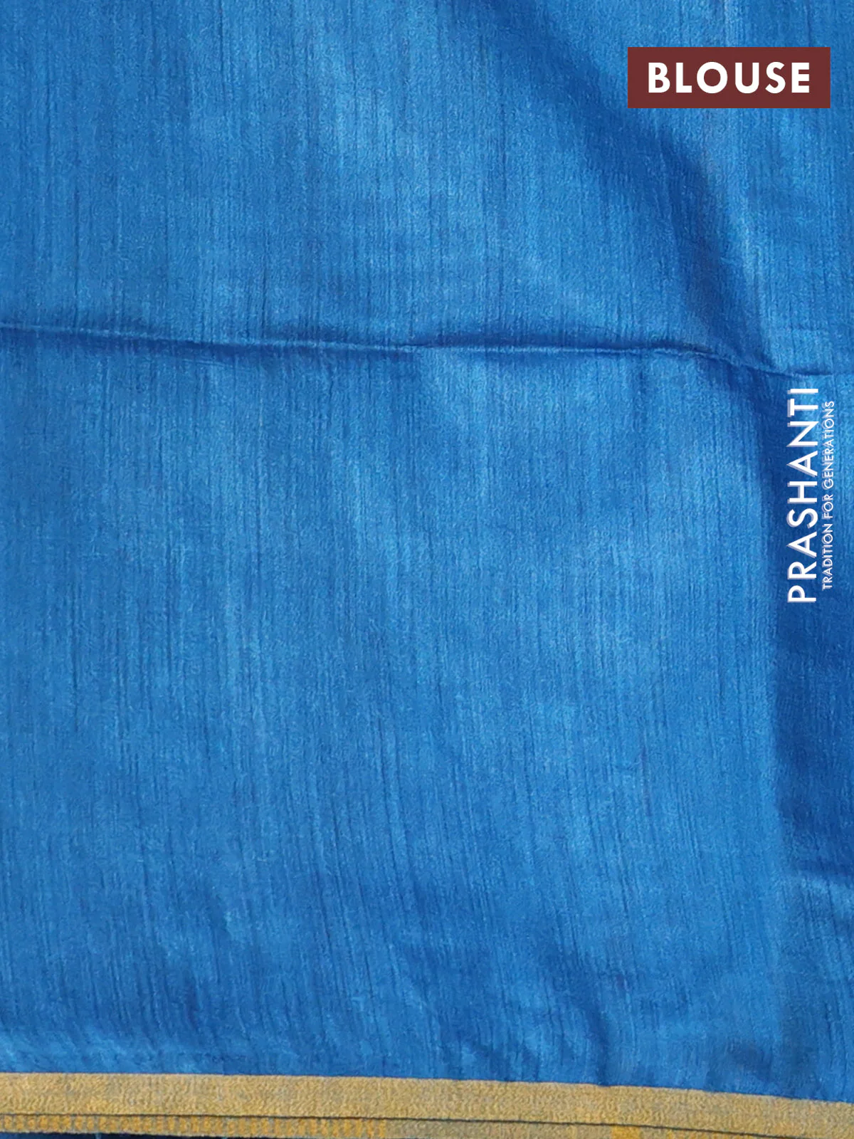 Munga tussar silk saree cs blue with allover zari woven buttas and zari woven border - Image 3