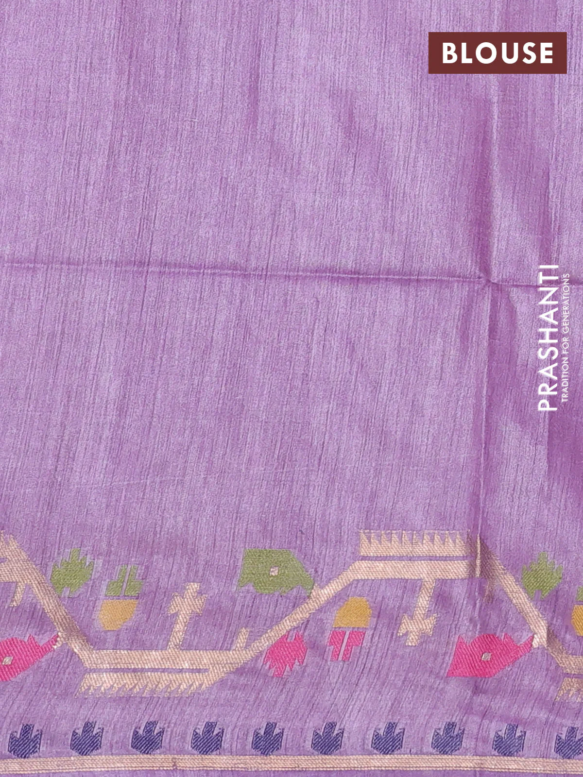 Munga tussar silk saree lavender with thread woven buttas and woven border - Image 3