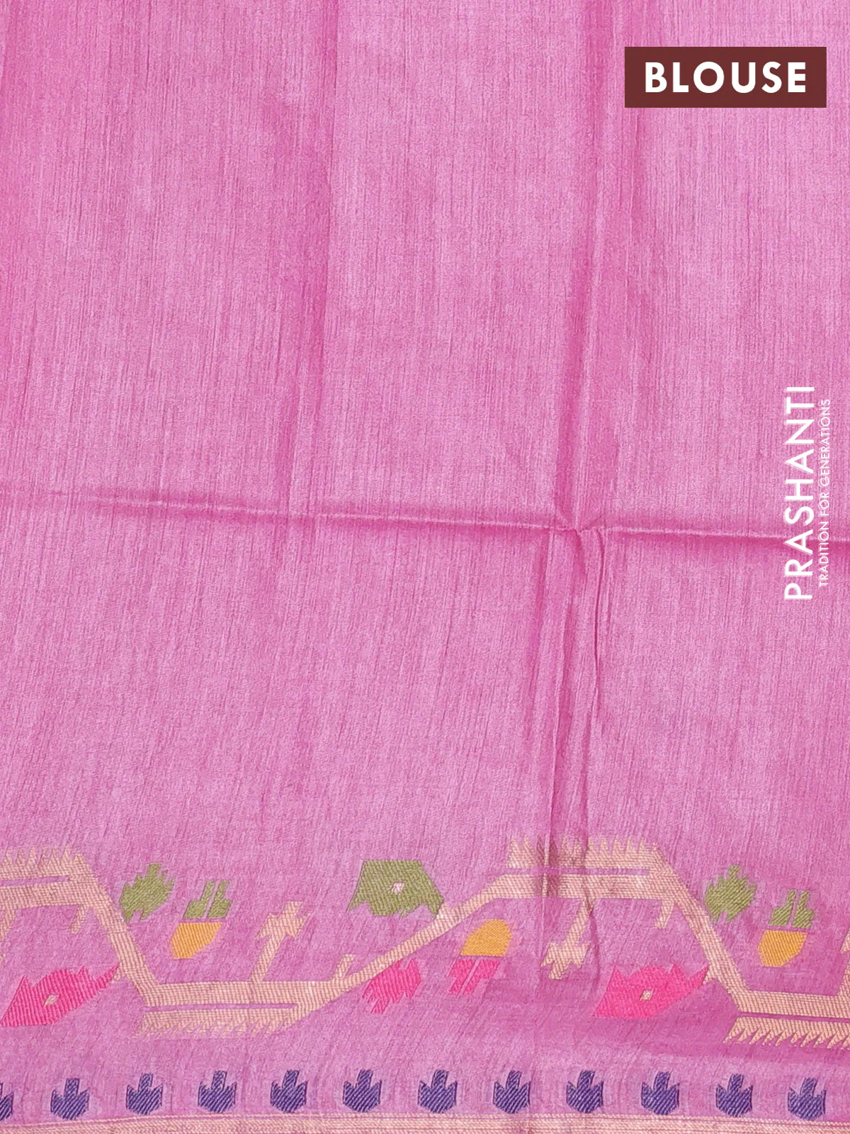 Munga tussar silk saree light pink with thread woven buttas and woven border - Image 3