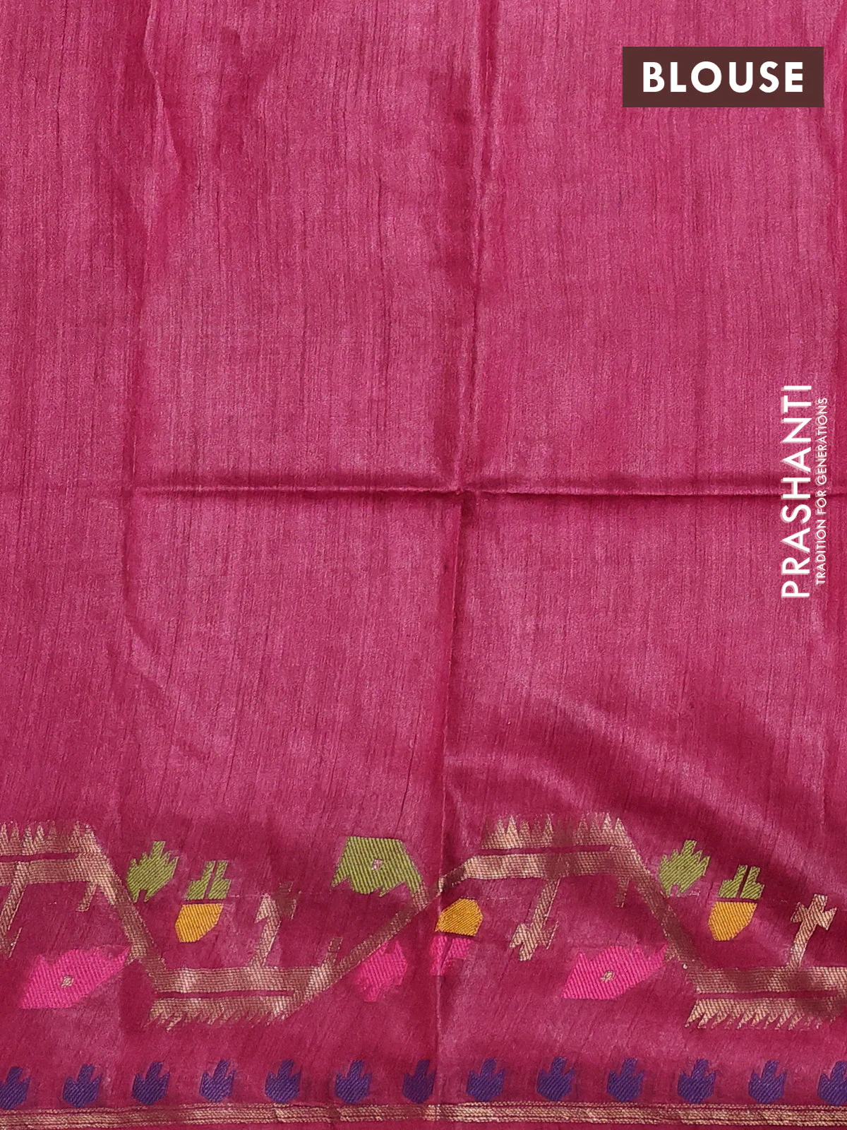 Munga tussar silk saree maroon with thread woven buttas and woven border - Image 3