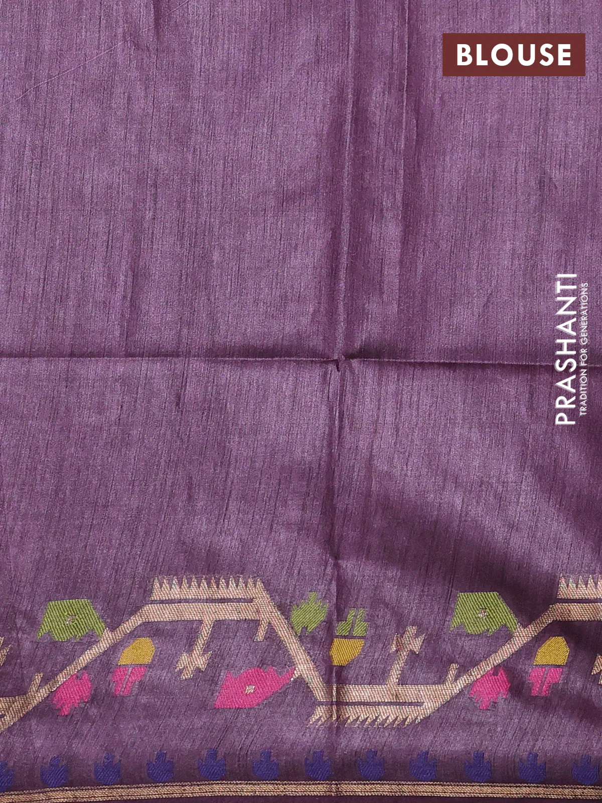 Munga tussar silk saree wine shade with thread woven buttas and woven border - Image 3