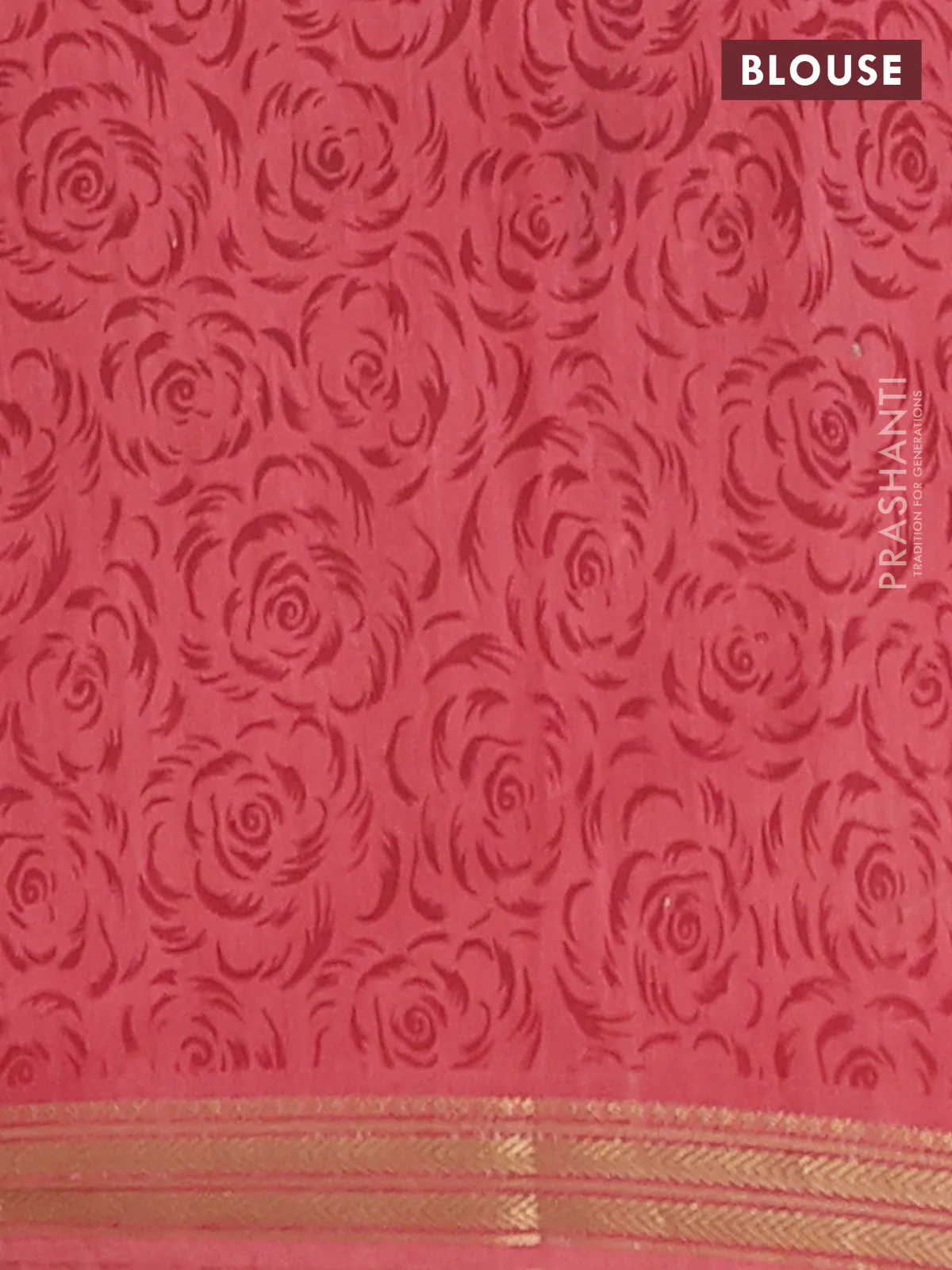 Muslin silk saree black and peach shade with allover floral prints and zari woven border - Image 4