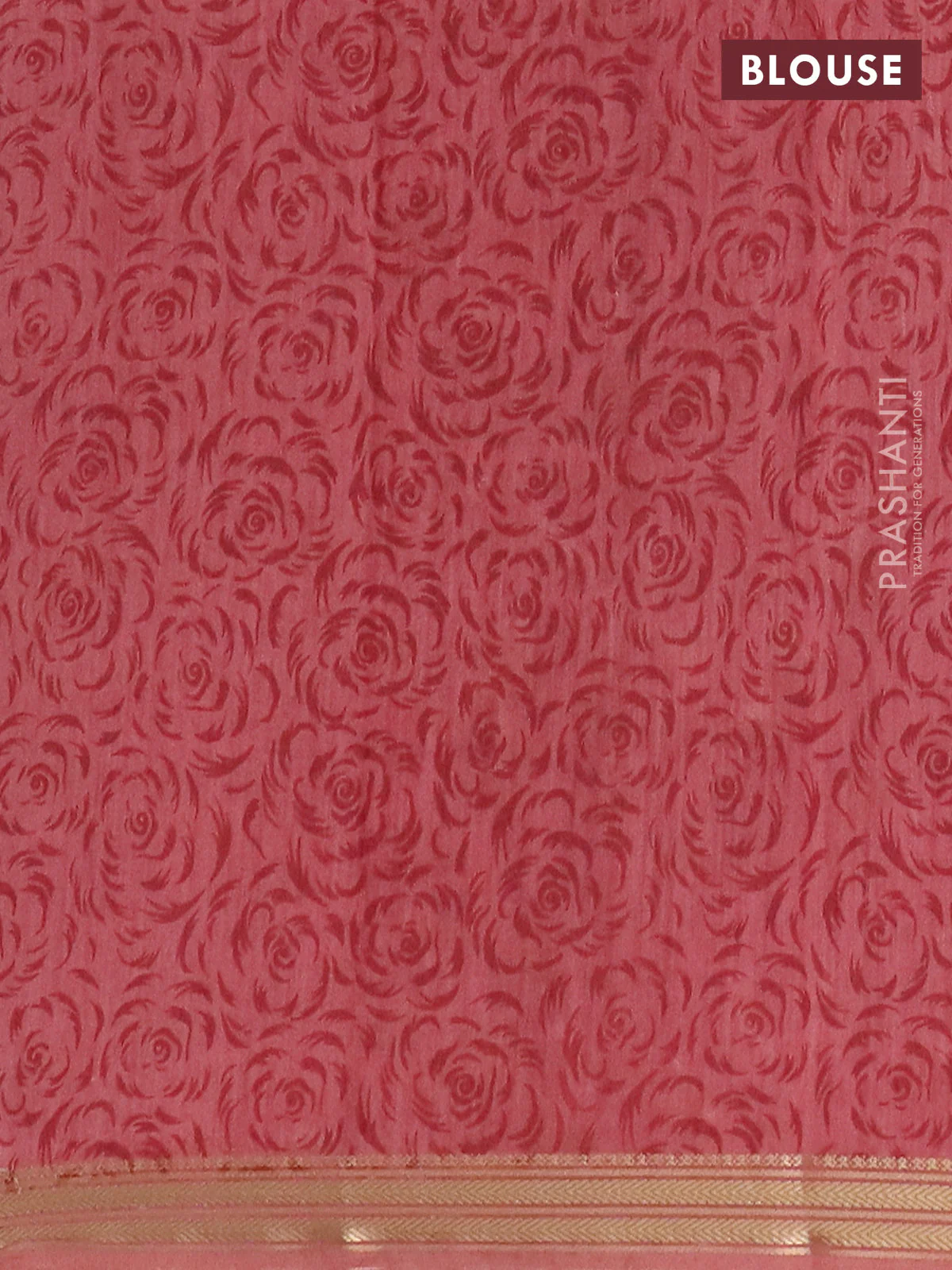 Muslin silk saree black and peach shade with allover prints and zari woven border - Image 4