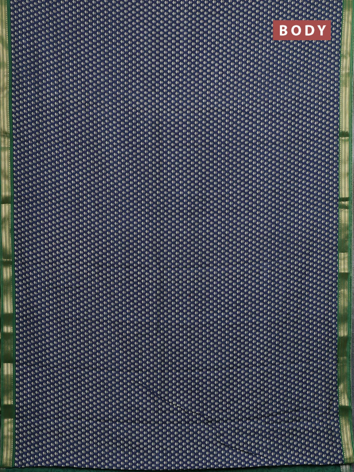 Muslin silk saree blue and green with allover butta prints and zari woven border - Image 2