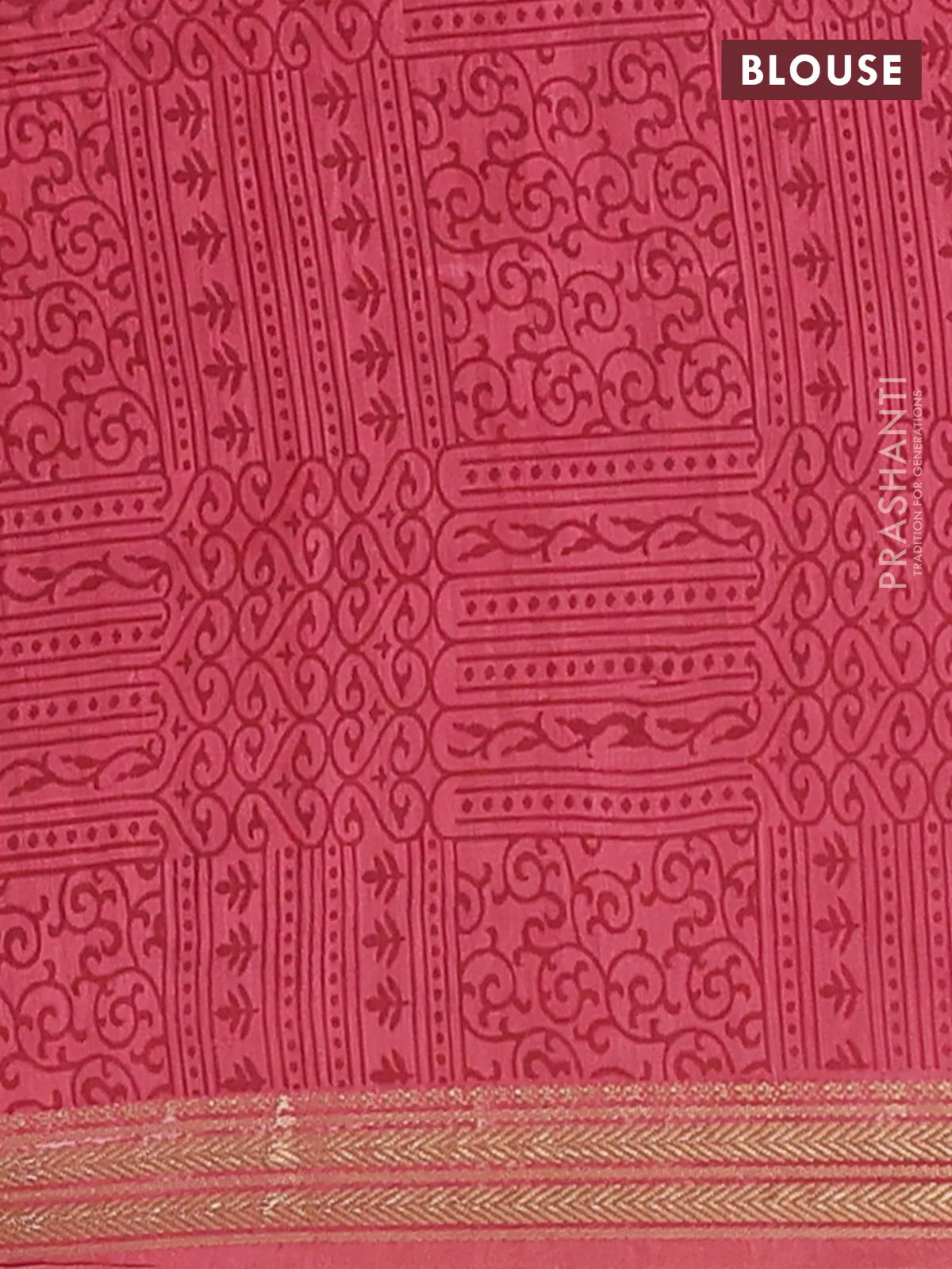 Muslin silk saree brown and dark peach with allover geometric prints and zari woven border - Image 4