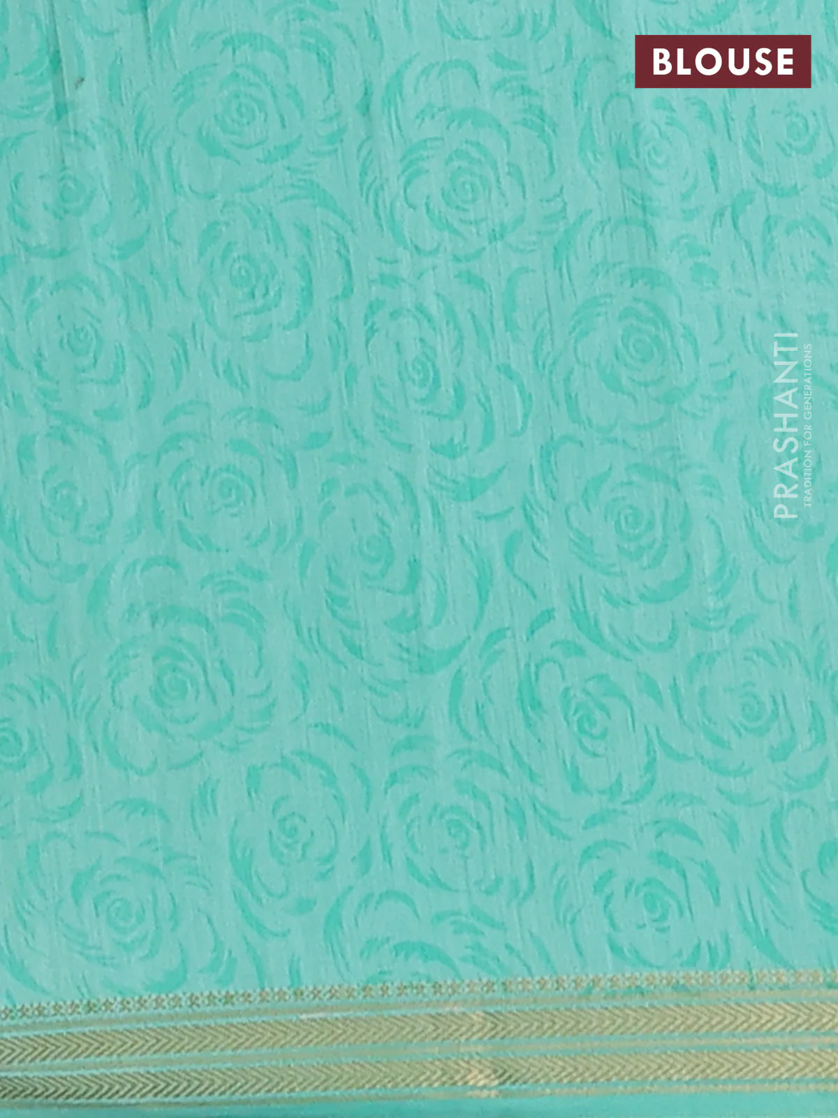 Muslin silk saree dark grey and teal green with allover paisley prints and zari woven border - Image 4