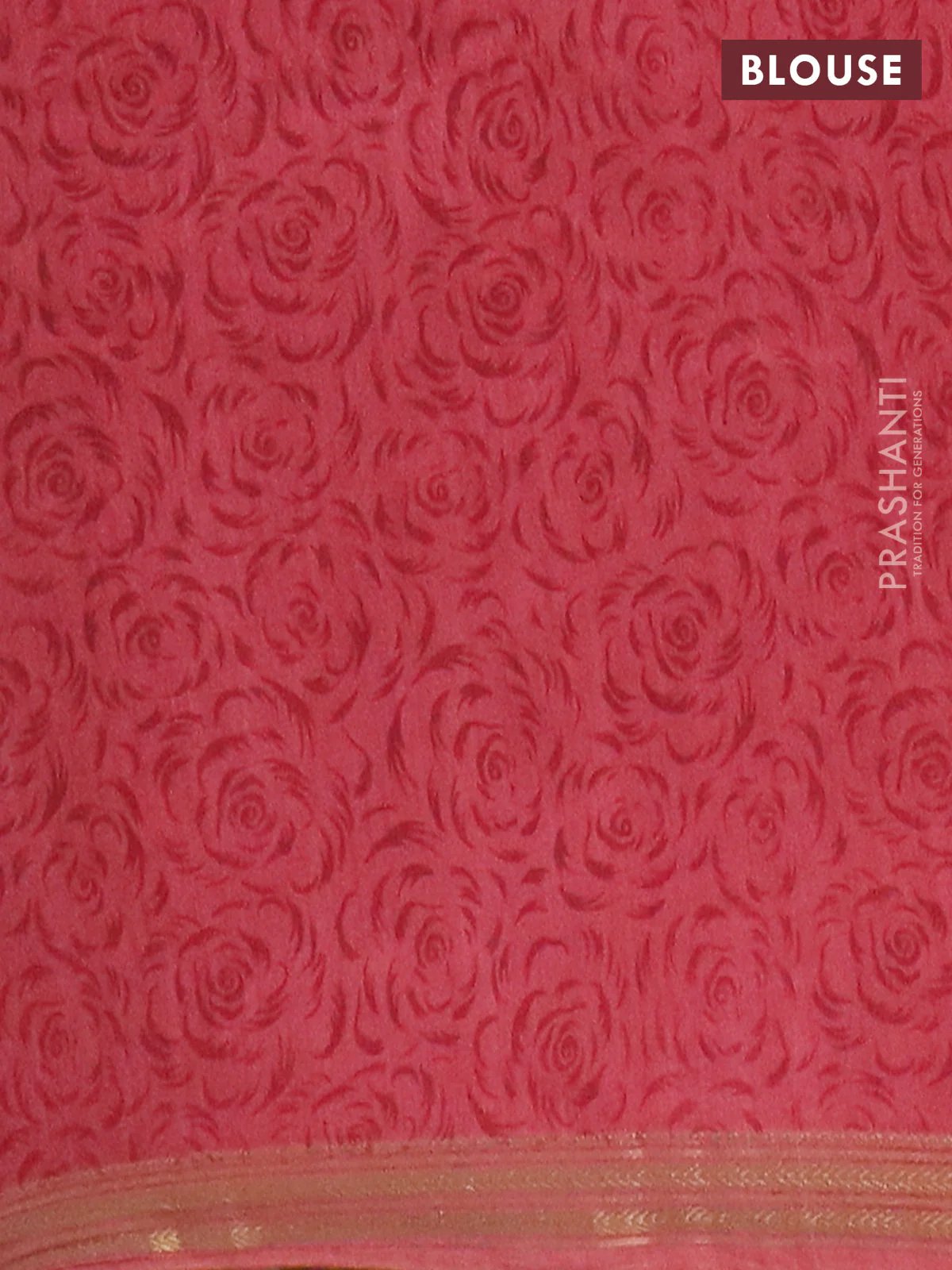 Muslin silk saree dark mustard and dark peach with allover prints and zari woven border - Image 4