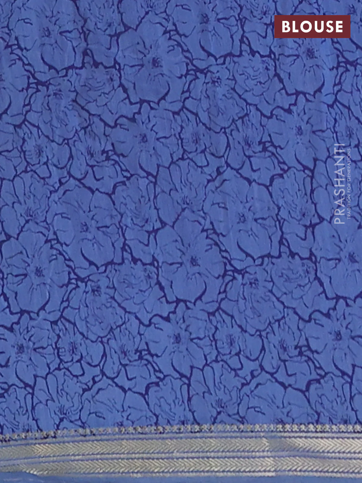 Muslin silk saree dark pink and blue shade with allover peacock prints and zari woven border - Image 4