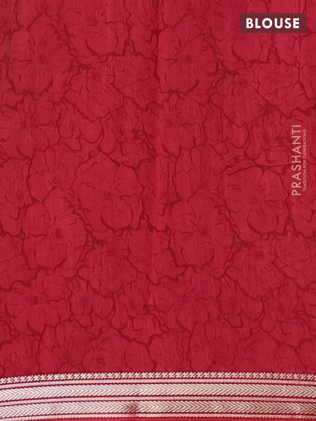 Muslin silk saree green and maroon with allover geometric prints and zari woven border - Image 4