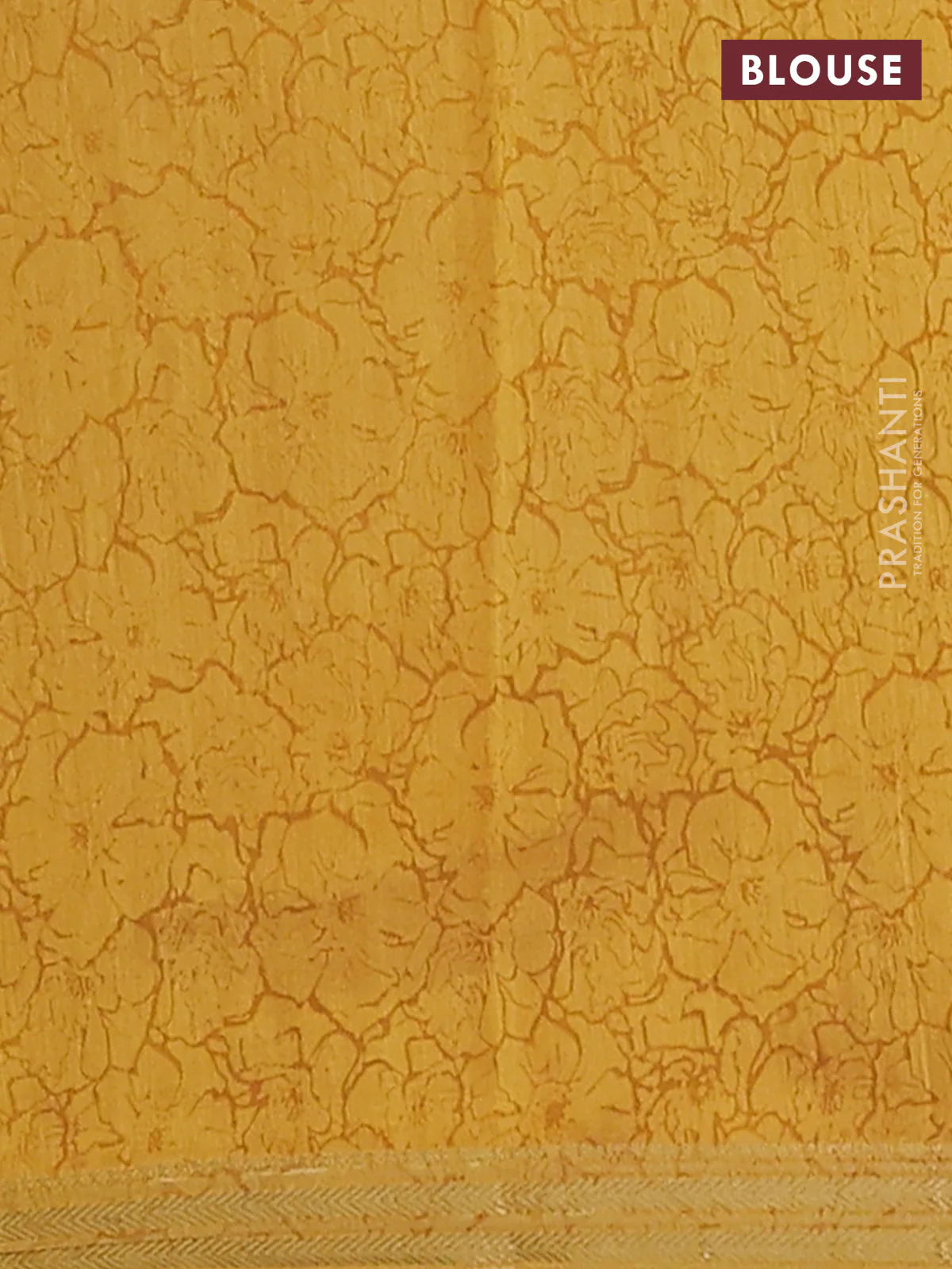 Muslin silk saree green and mustard yellow with allover floral prints and zari woven border - Image 4