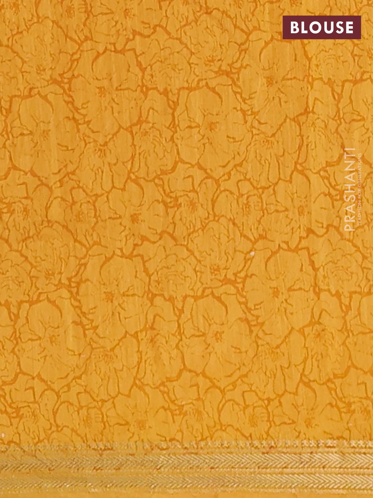 Muslin silk saree green and mustard yellow with allover peacock prints and zari woven border - Image 4