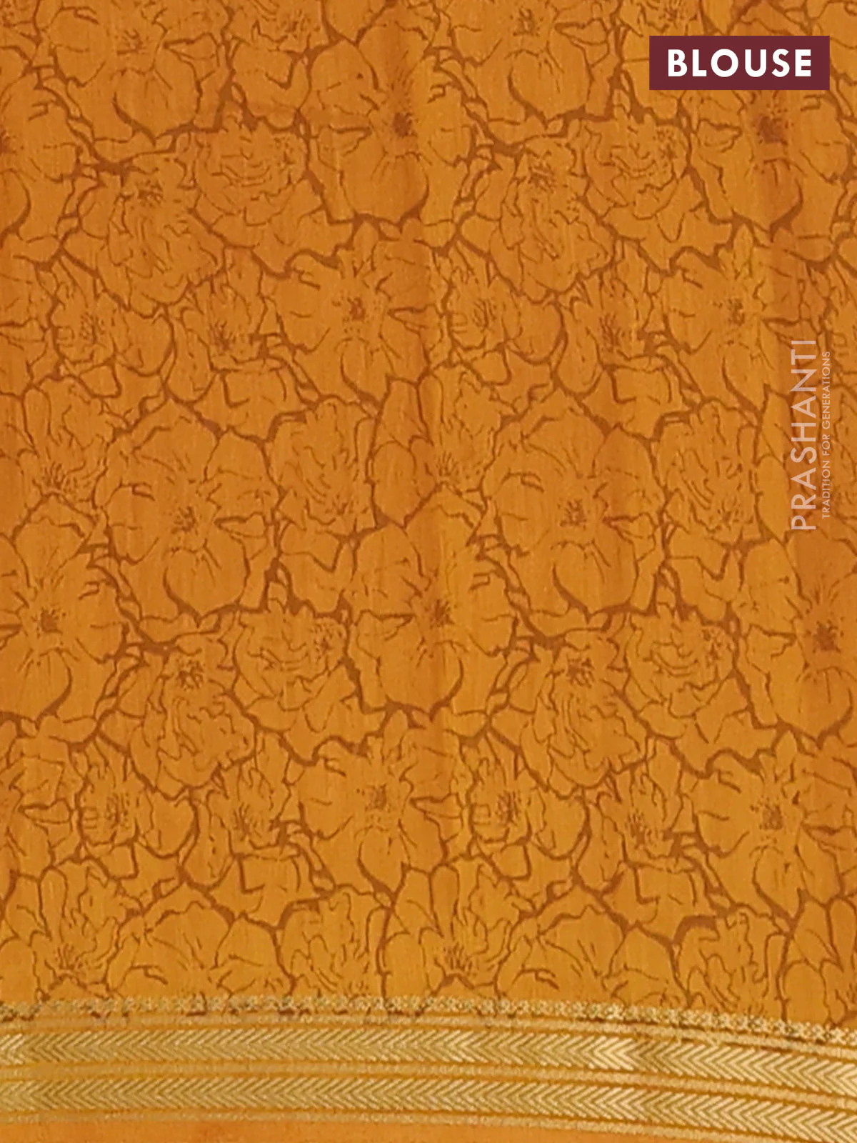 Muslin silk saree green and mustard yellow with floral butta prints and zari woven border - Image 4