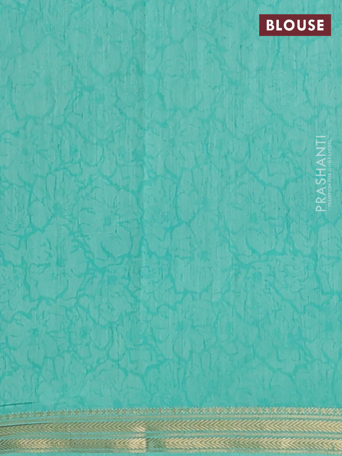 Muslin silk saree greyish blue and teal green shade with allover floral butta prints and zari woven border - Image 4