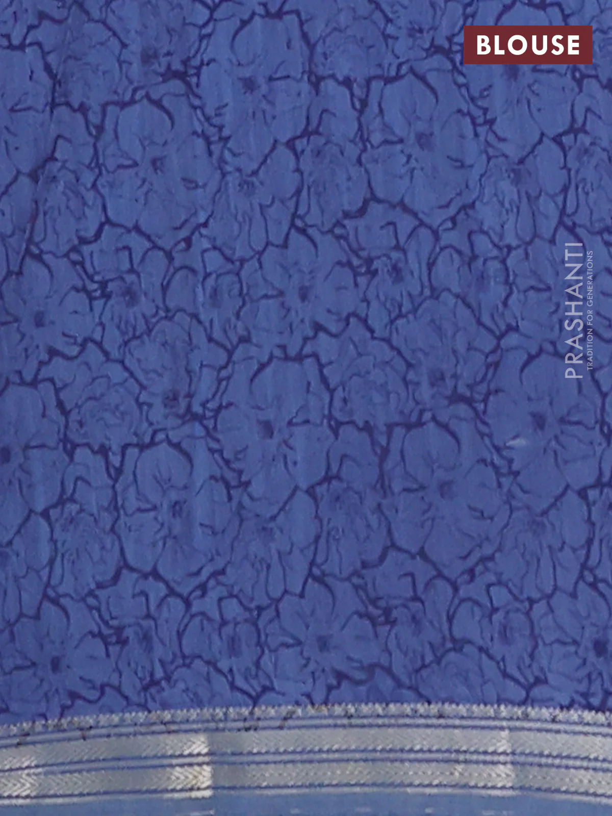 Muslin silk saree maroon and blue shade with allover bandhani prints and zari woven border - Image 4