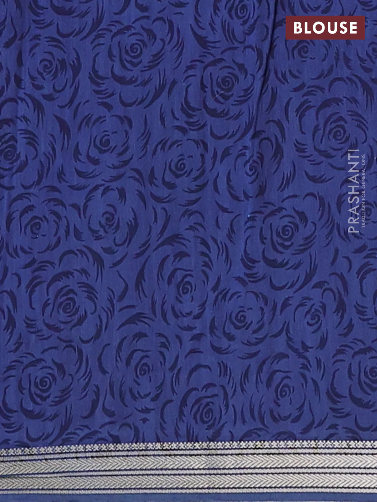 Muslin silk saree maroon and bluish grey with allover butta prints and zari woven border - Image 4
