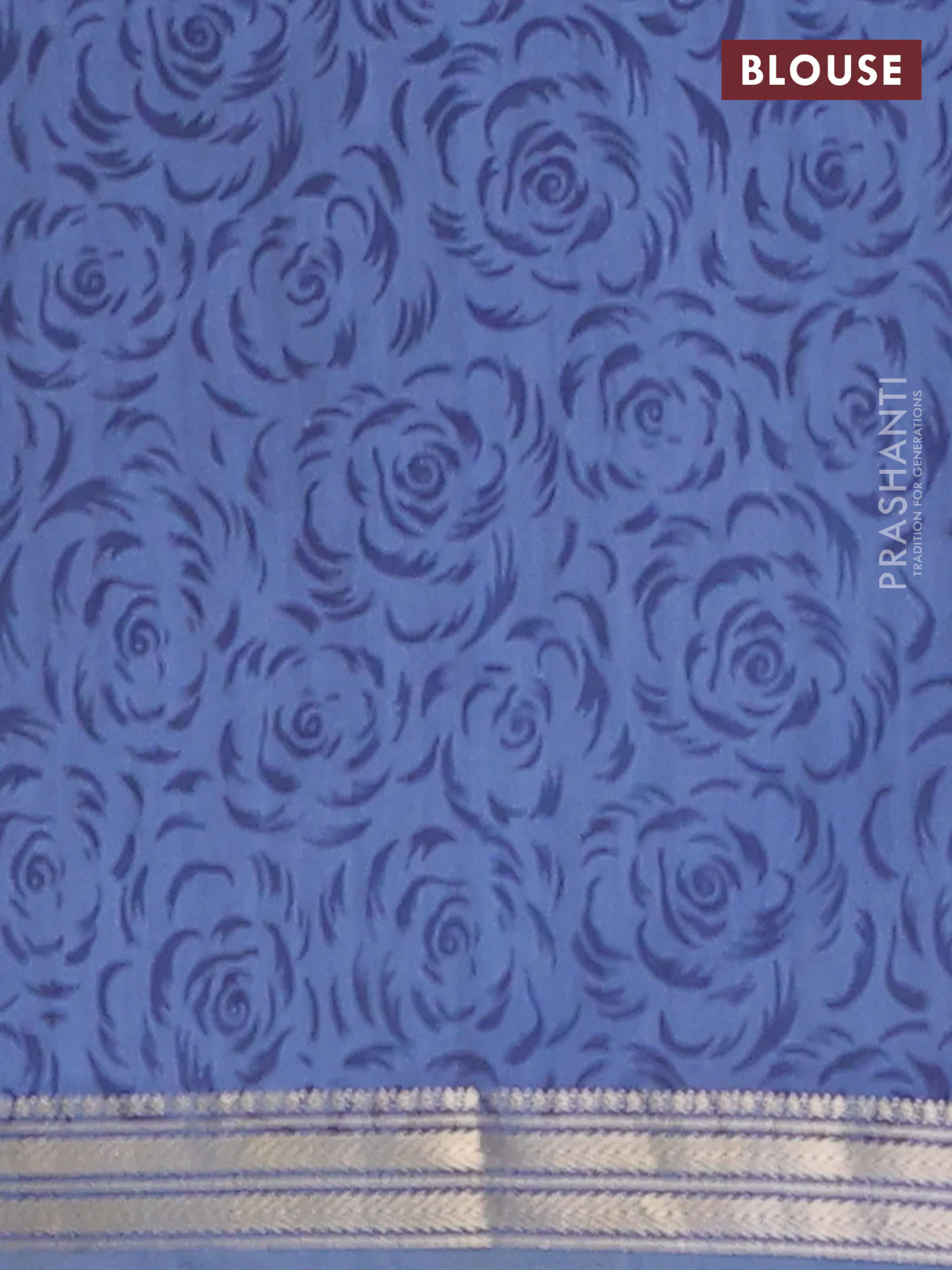 Muslin silk saree maroon and bluish grey with allover paisley prints and zari woven border - Image 4