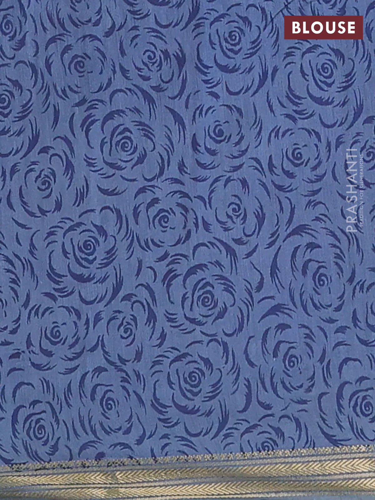 Muslin silk saree maroon and bluish grey with allover prints and zari woven border - Image 4