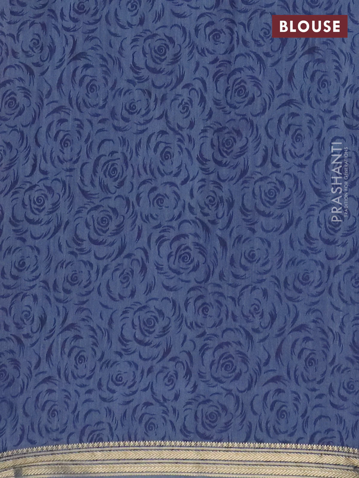 Muslin silk saree maroon and bluish grey with allover prints and zari woven border - Image 4