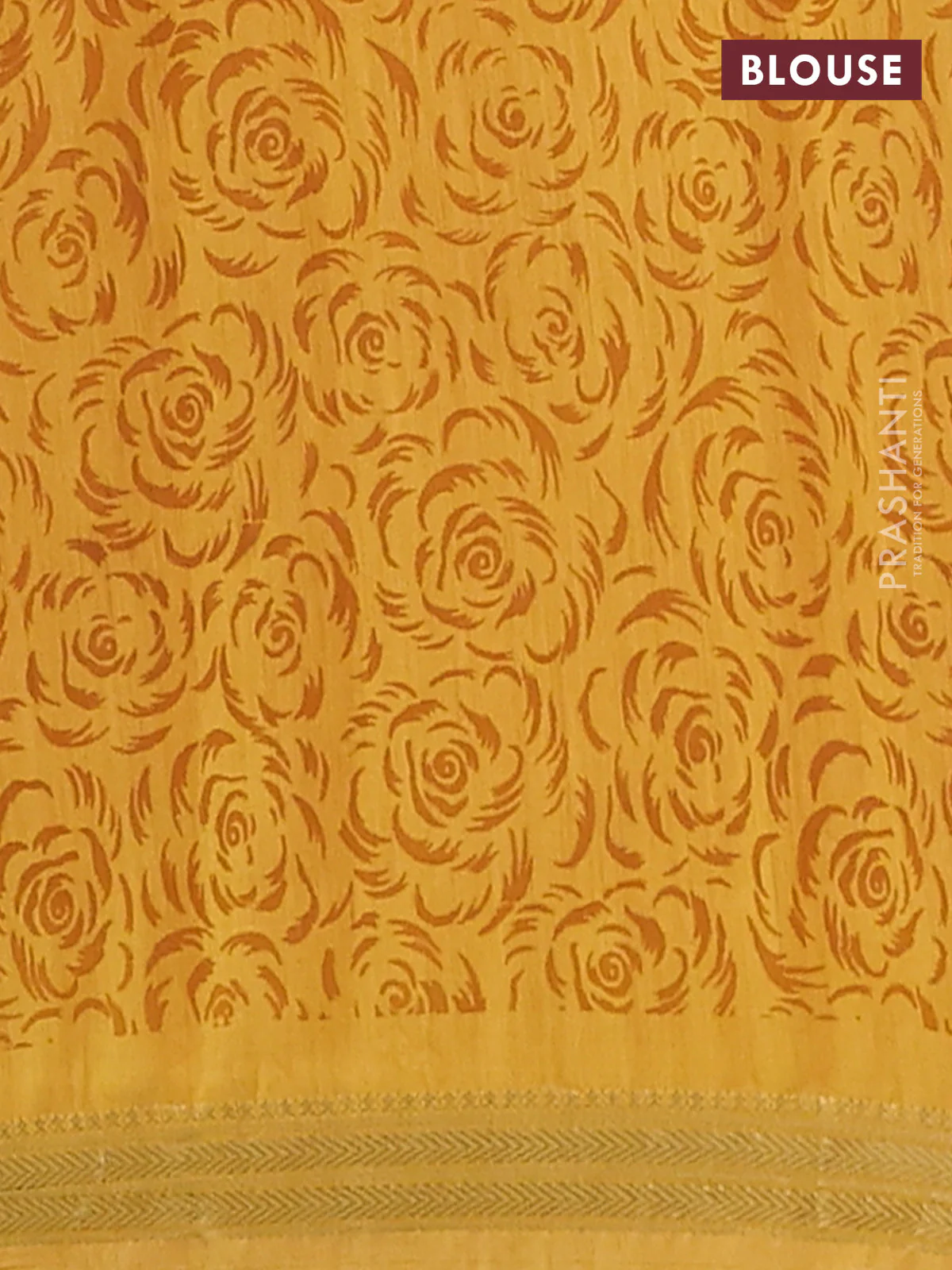 Muslin silk saree maroon and mustard yellow with allover floral prints and zari woven border - Image 4