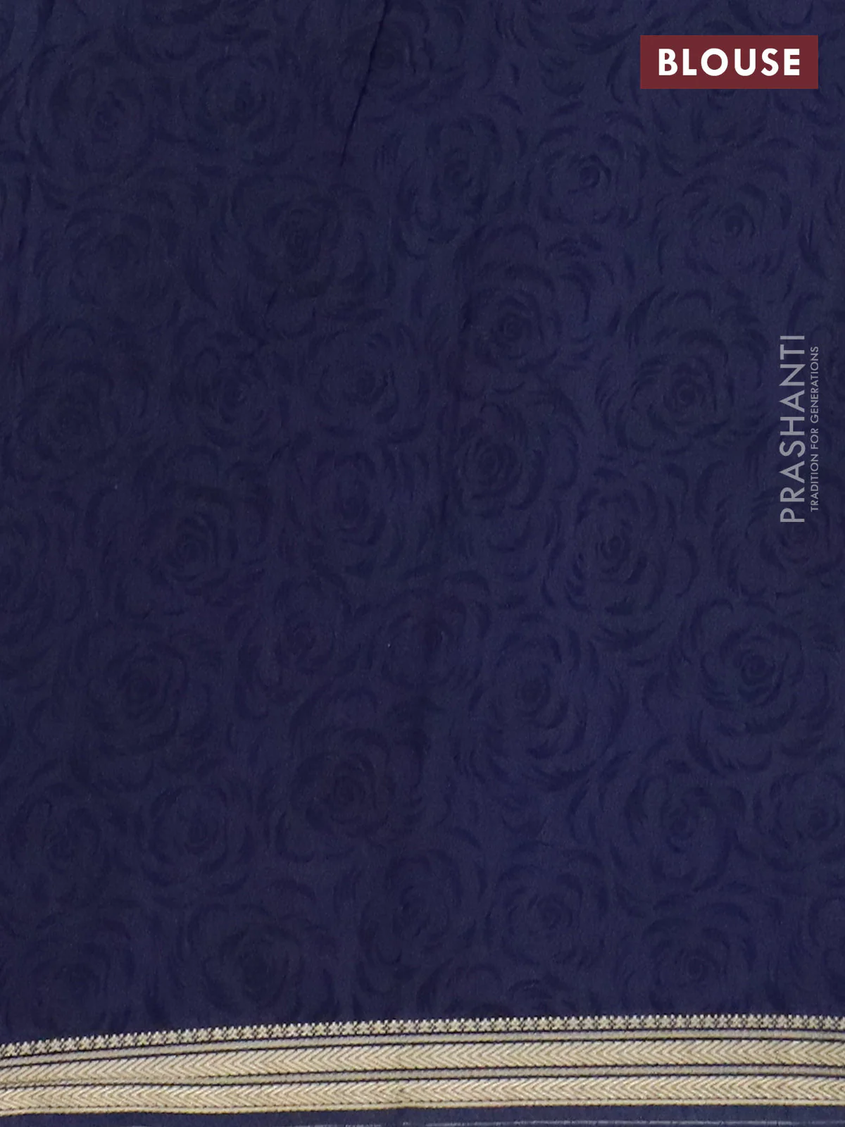 Muslin silk saree maroon and navy blue with allover floral prints and zari woven border - Image 4