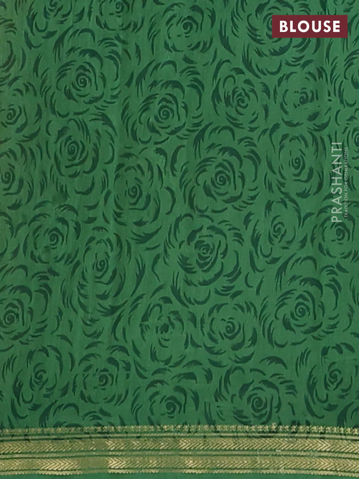 Muslin silk saree mustard yellow and green with allover prints and zari woven border - Image 4