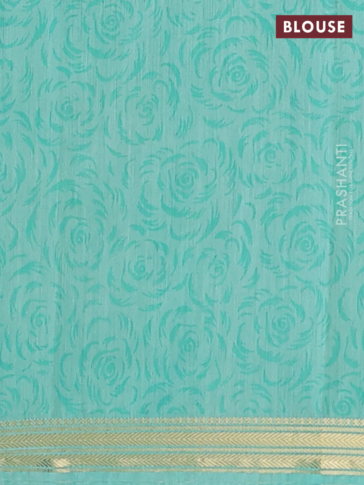 Muslin silk saree navy blue and teal blue with allover floral prints and zari woven border - Image 4