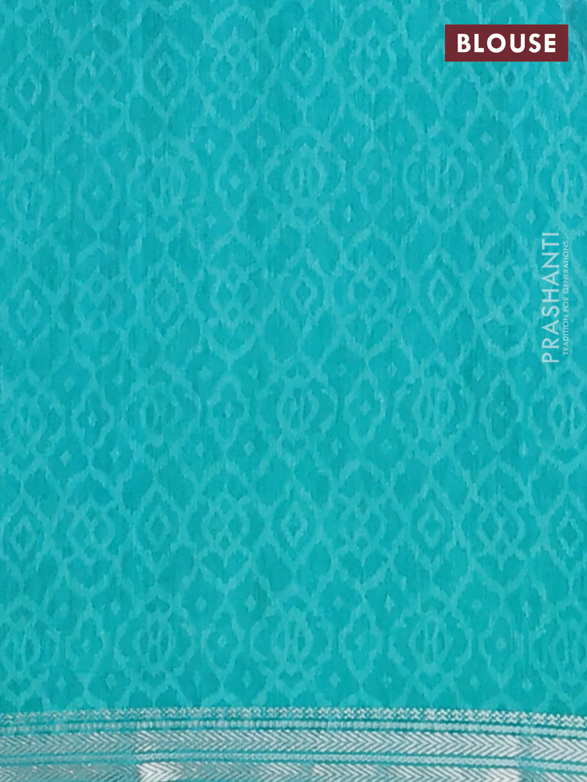 Muslin silk saree navy blue and teal green with allover prints and zari woven border - Image 4