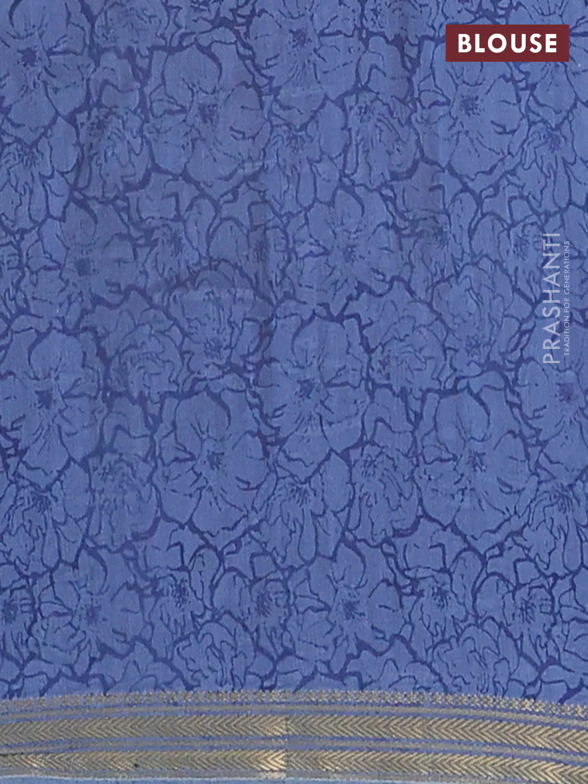 Muslin silk saree teal green and blue shade with allover floral butta prints and zari woven border - Image 4