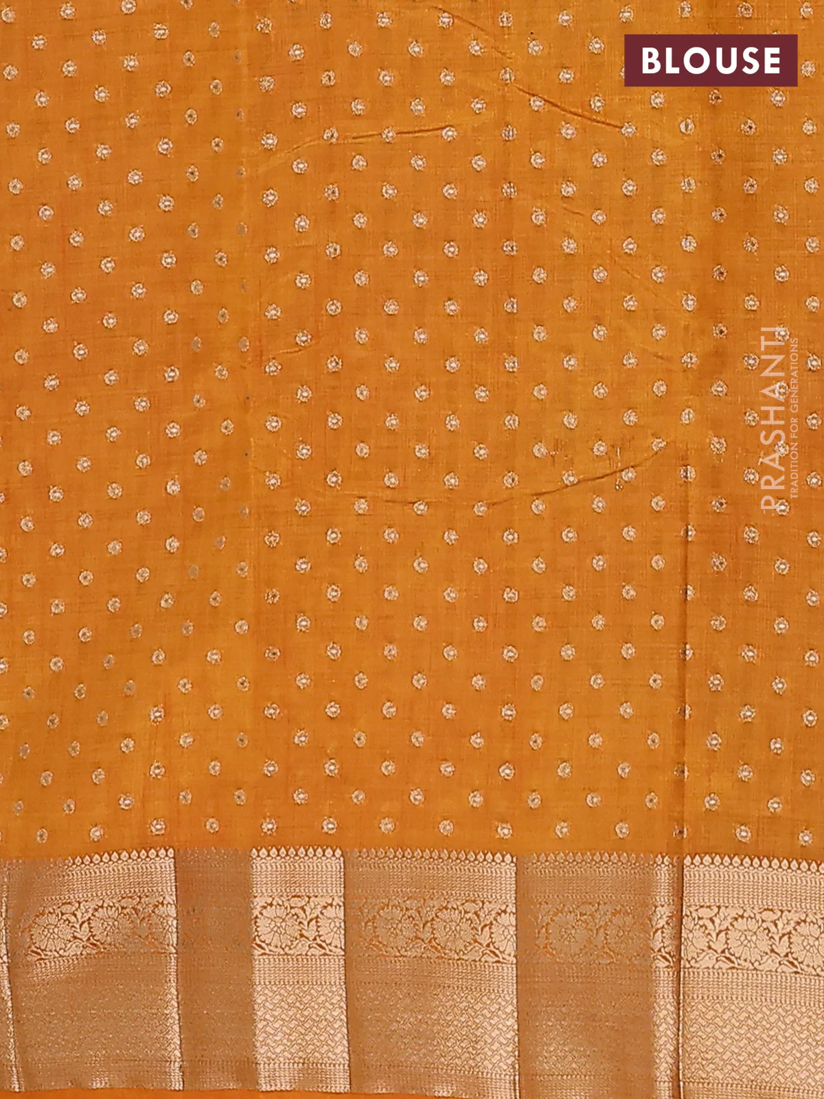 Mustard yellow raw silk saree with matching Neck piece - Image 4