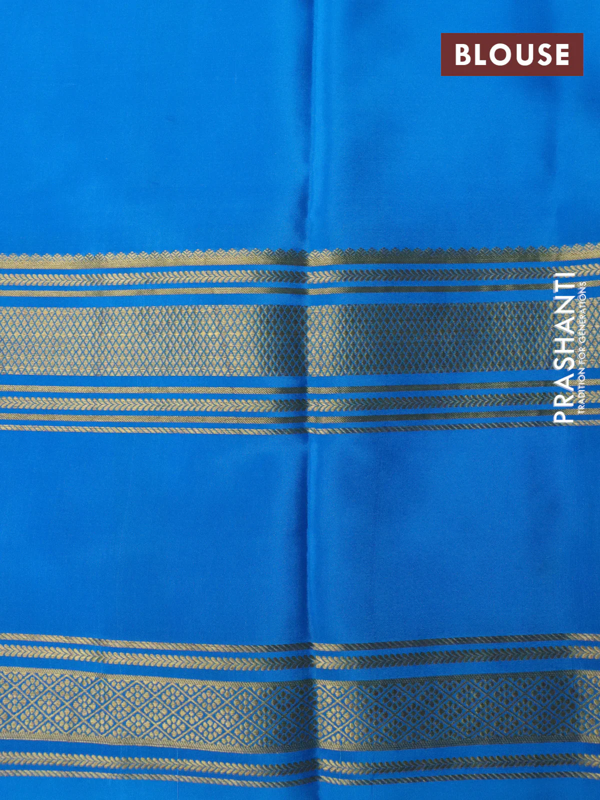 Mysore silk saree royal blue and cs blue magenta pink with plain body and rettapet zari woven border - Image 4