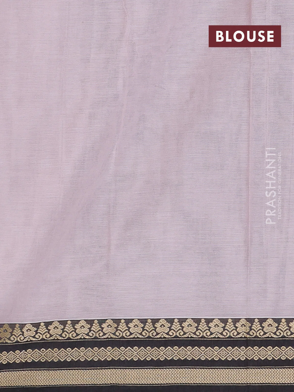 Narayanpet cotton saree baby pink and black with plain body and thread woven border - Image 4