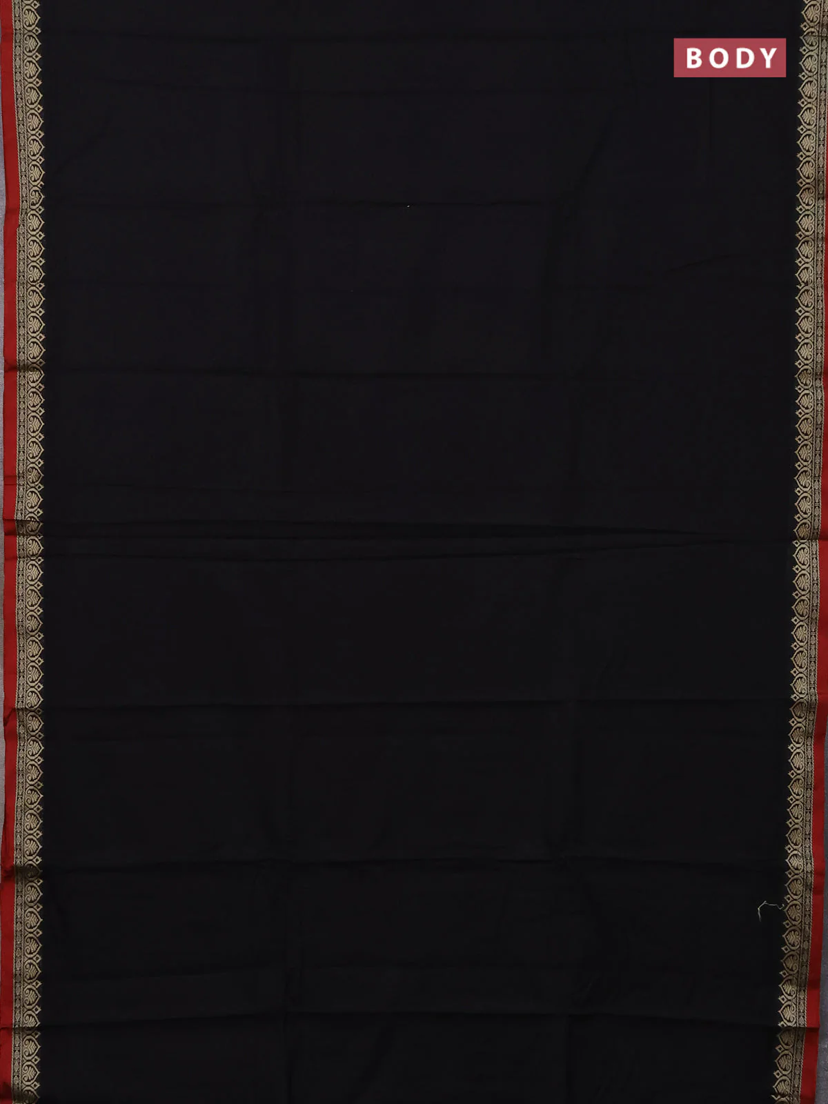 Narayanpet cotton saree black and maroon with plain body and thread woven border - Image 2