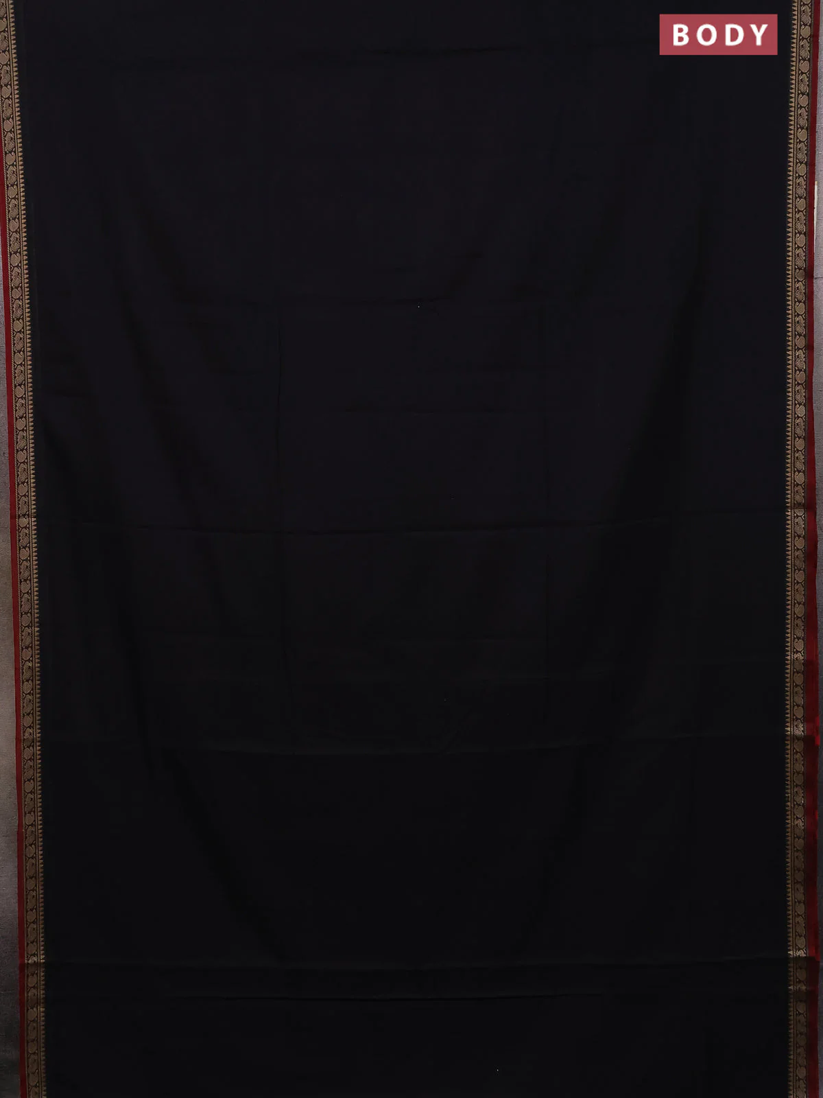 Narayanpet cotton saree black and maroon with plain body and thread woven border - Image 2